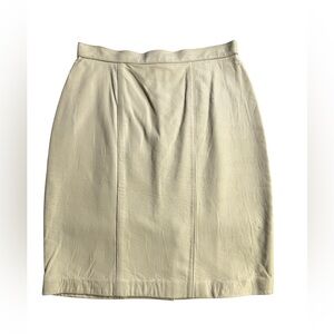 Avanti Cream Leather Pencil Skirt